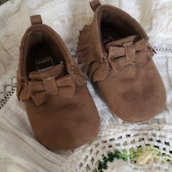 Carter's Baby Girl Faux Suede Moccasin Bootie Brown Size 3-6 months - Picture 3 of 8